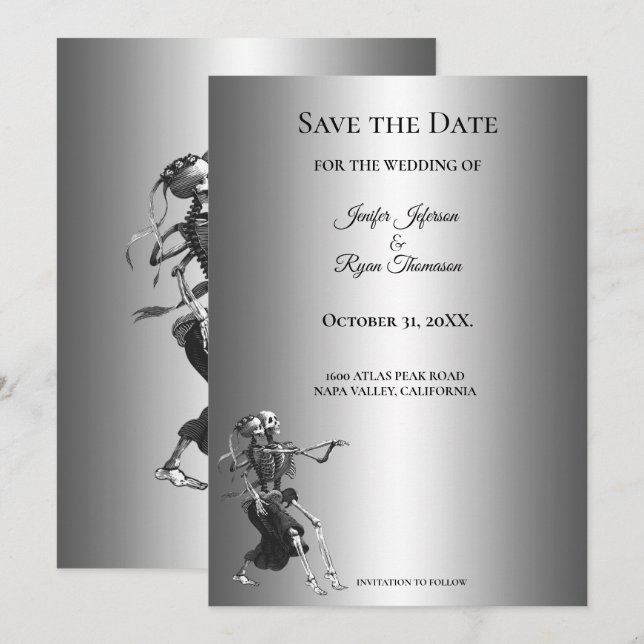 Invitation de mariage gothique Halloween à conserv (Devant / Derrière)