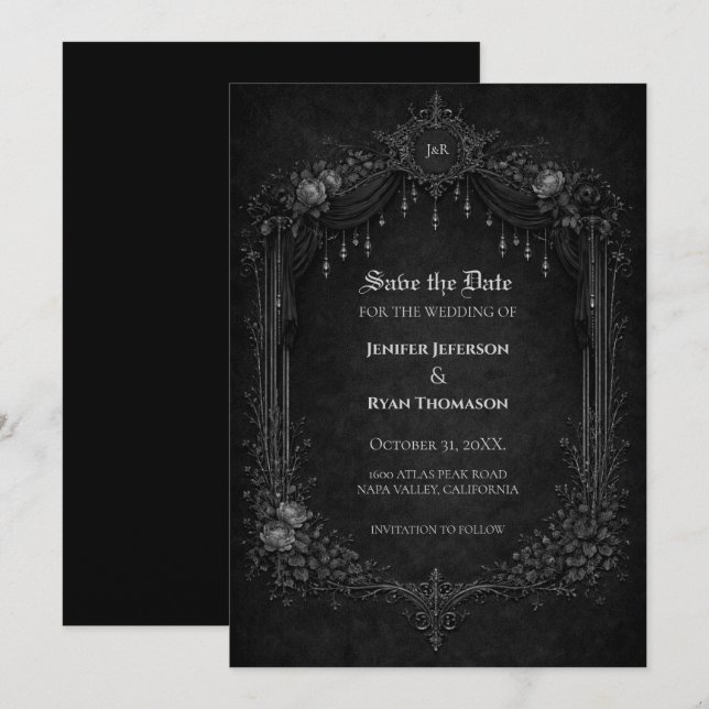 Invitation de mariage gothique Halloween à conserv (Devant / Derrière)