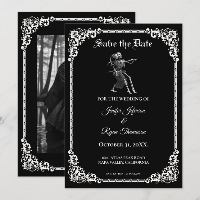 Invitation de mariage gothique Halloween à sauver  (Devant / Derrière)