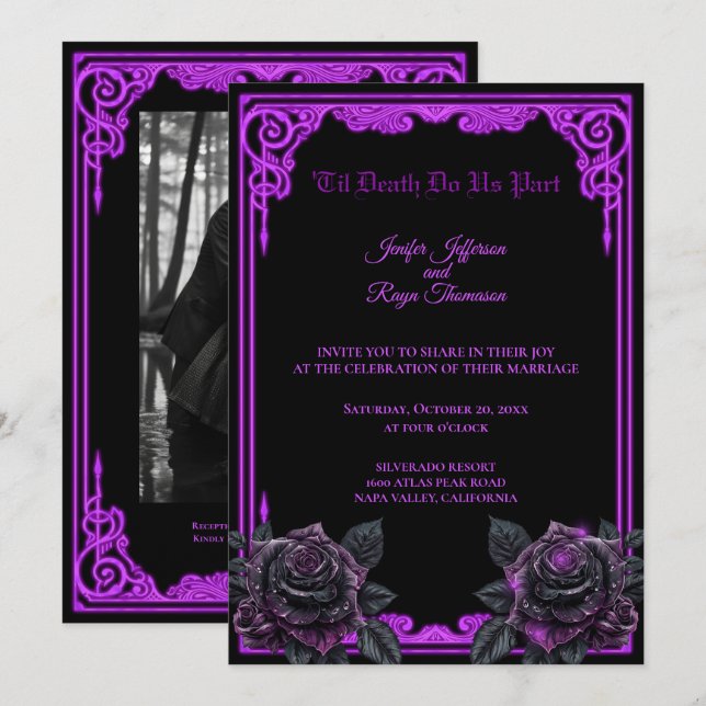 Invitation de mariage gothique Halloween avec lueu (Devant / Derrière)
