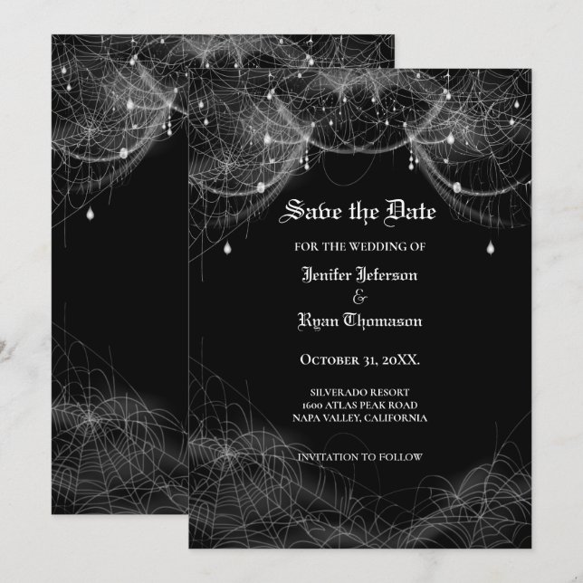 Invitation de mariage gothique Halloween pour sauv (Devant / Derrière)