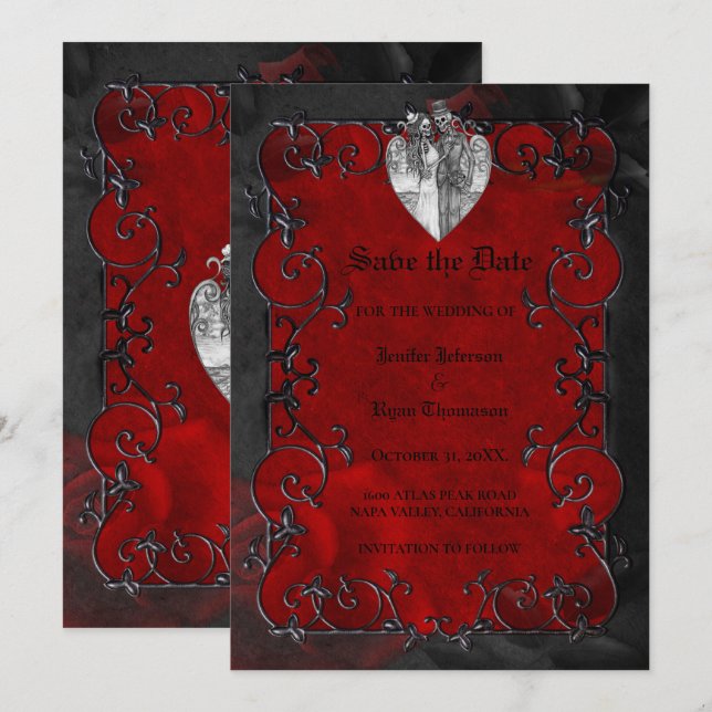 Invitation de mariage gothique Halloween pour sauv (Devant / Derrière)
