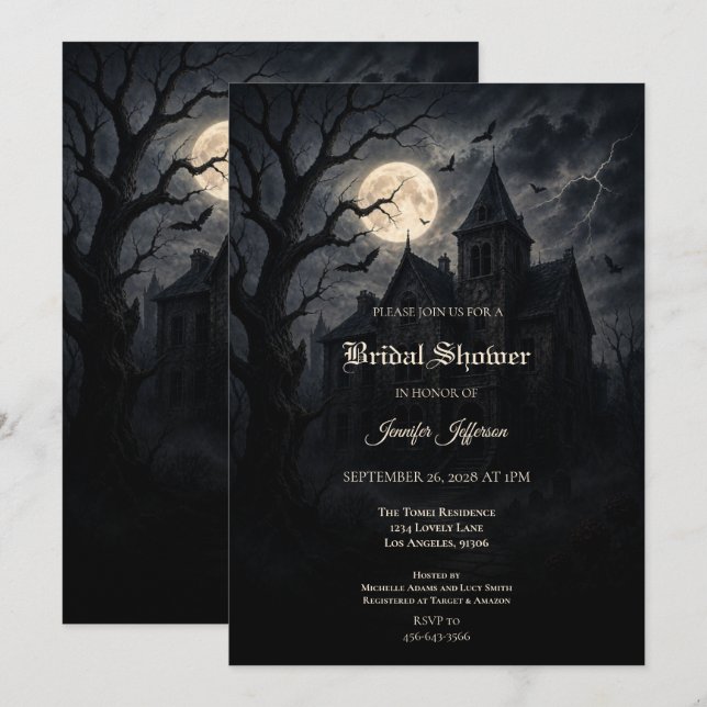 Invitation de mariage gothique Halloween pour une  (Devant / Derrière)