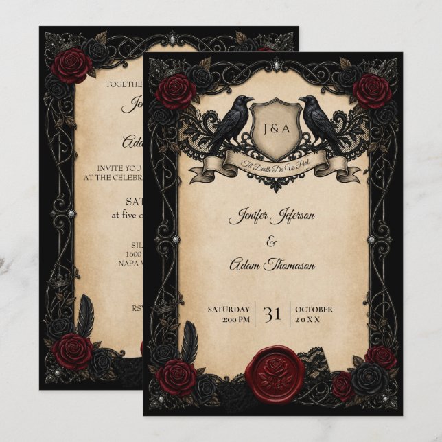 Invitation de mariage gothique Halloween Vampire (Devant / Derrière)