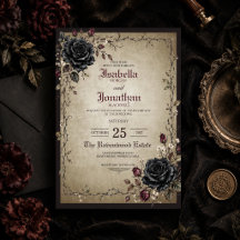 Invitation de mariage gothique Rose de Minuit