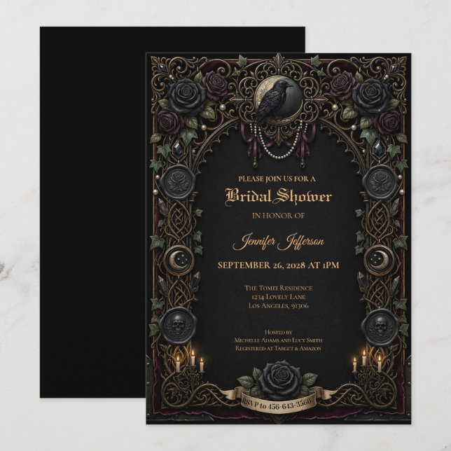 Invitation de mariage gothique sombre (Devant / Derrière)