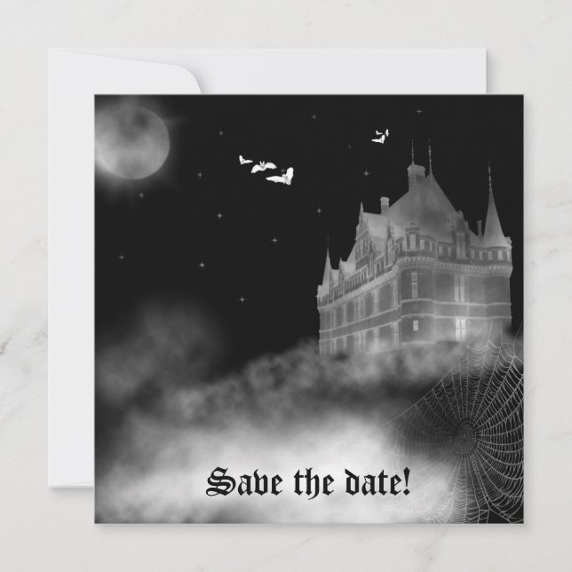 Invitation de mariage gothique vampire de château  (Devant)