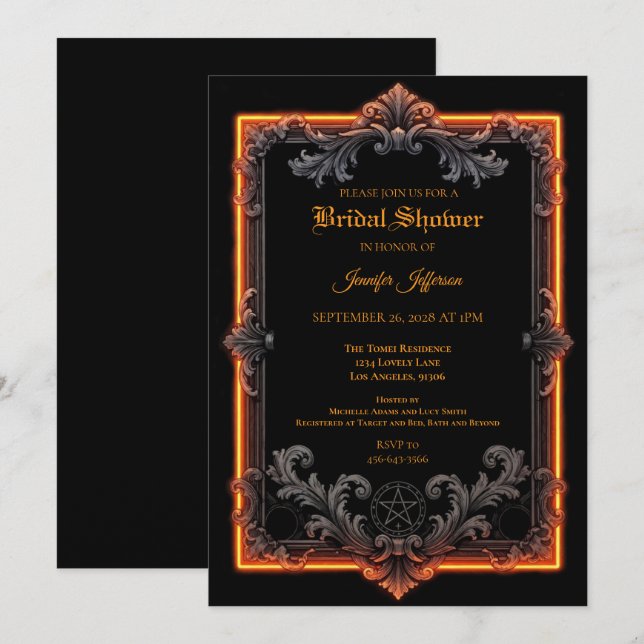 Invitation de mariage gothique vintage Halloween (Devant / Derrière)
