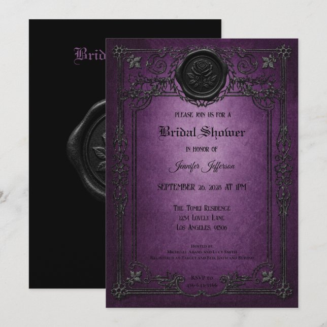 Invitation de mariage gothique vintage Halloween (Devant / Derrière)