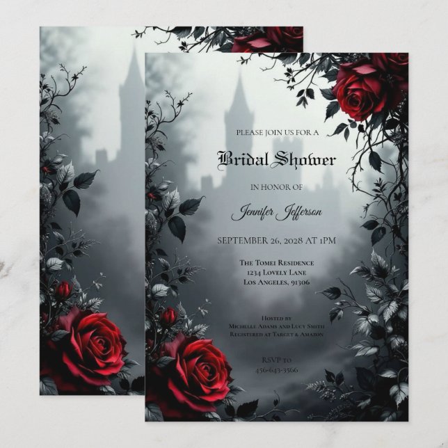 Invitation de mariage gothique vintage Halloween (Devant / Derrière)
