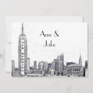 Invitation de mariage gravée NYC Skyline 01