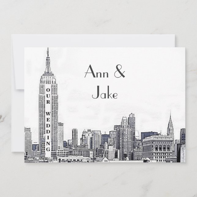 Invitation de mariage gravée NYC Skyline 01 (Devant)
