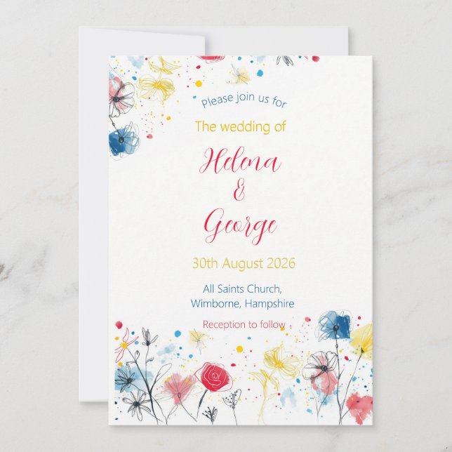 Invitation de mariage gribouillage milieu de siècl (Devant)