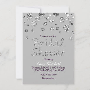 Invitation de mariage gris et argent pailleté