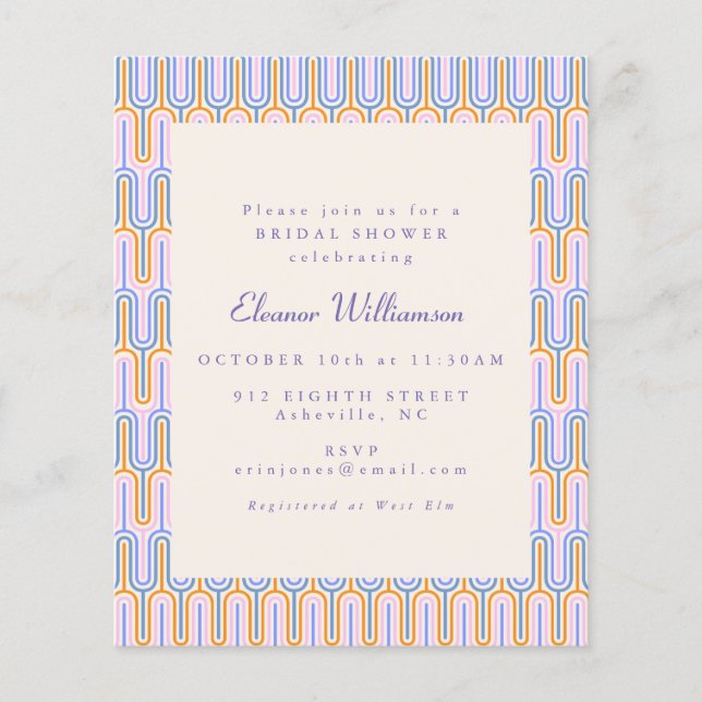 Invitation de mariage groovy abordable couleur pér (Devant)