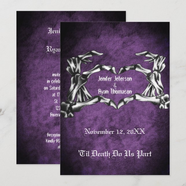 Invitation de mariage Halloween (Devant / Derrière)