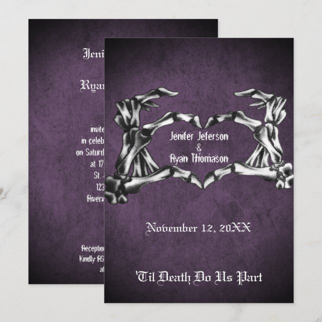 Invitation de mariage Halloween (Devant / Derrière)
