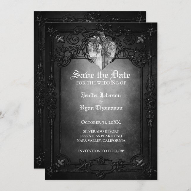 Invitation de mariage Halloween gothique (Devant / Derrière)