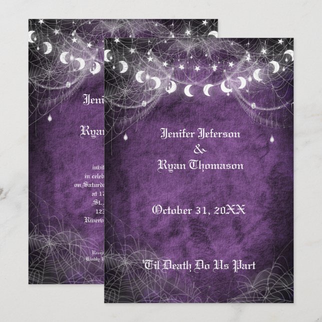 Invitation de mariage Halloween gothique (Devant / Derrière)