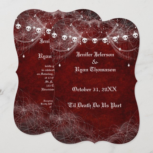 Invitation de mariage Halloween gothique (Devant / Derrière)