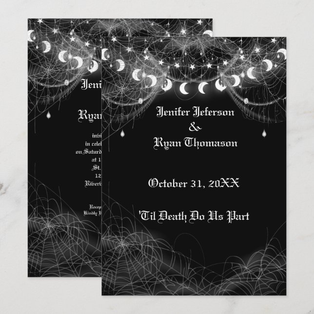Invitation de mariage Halloween gothique (Devant / Derrière)