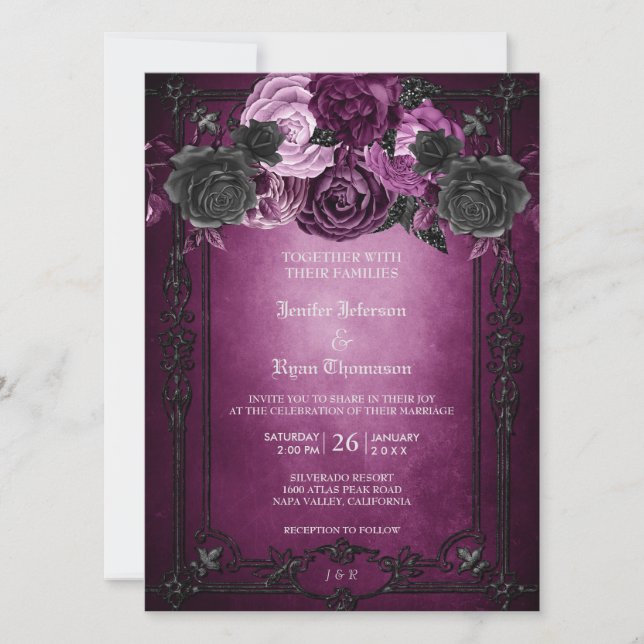 Invitation de mariage Halloween gothique (Devant)