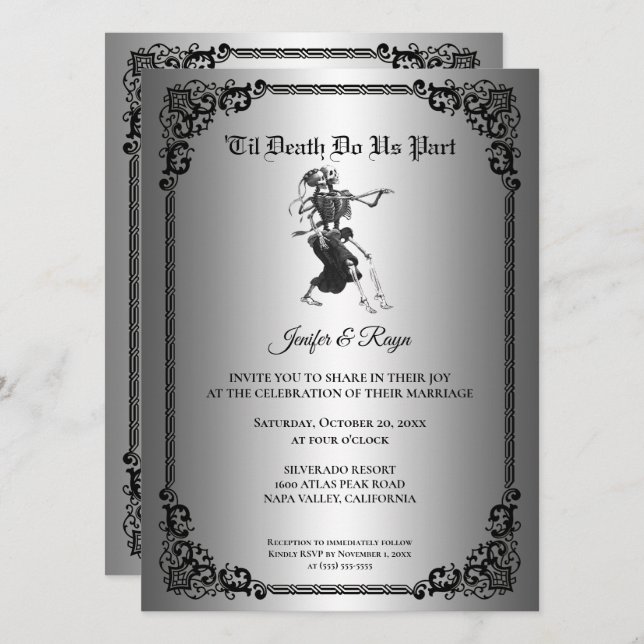 Invitation de mariage Halloween gothique (Devant / Derrière)