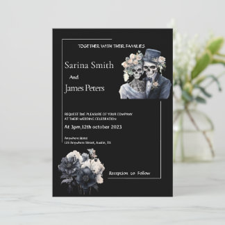 Invitation de mariage Halloween gothique Fleurs no