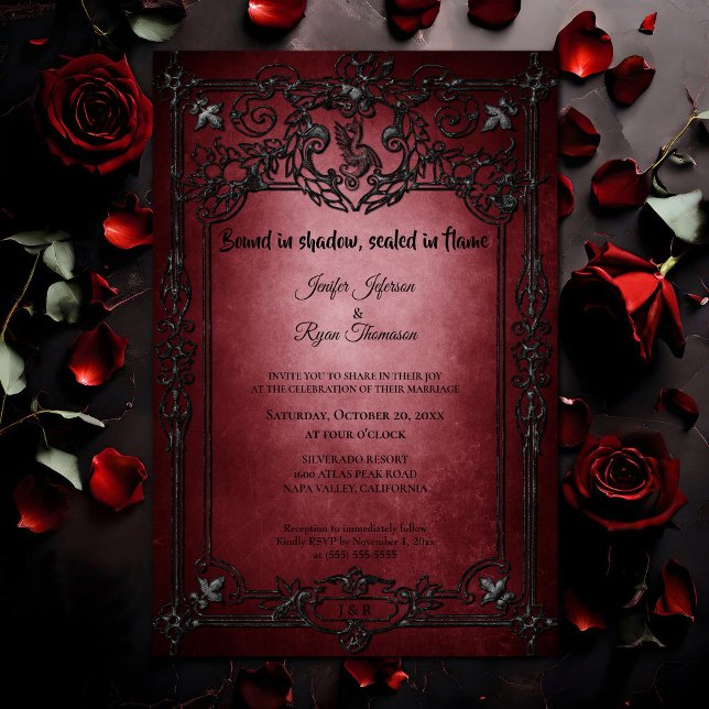 Invitation de mariage Halloween gothique rouge fon (Créateur téléchargé)