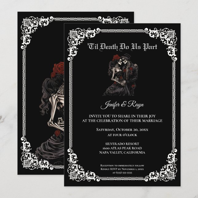 Invitation de mariage Halloween gothique sombre (Devant / Derrière)