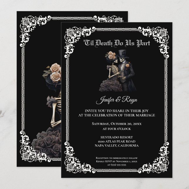 Invitation de mariage Halloween gothique sombre (Devant / Derrière)