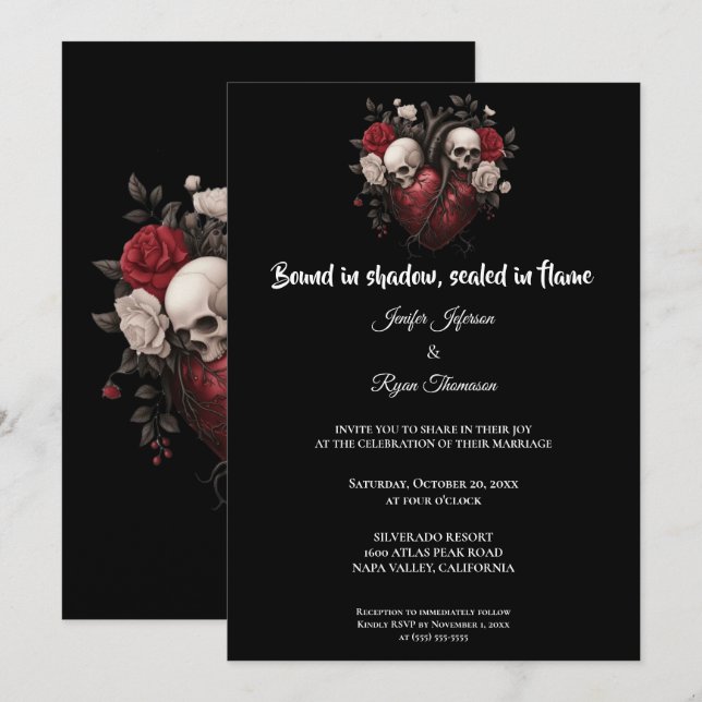Invitation de mariage Halloween gothique sombre (Devant / Derrière)