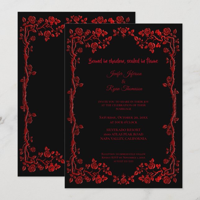 Invitation de mariage Halloween gothique sombre (Devant / Derrière)