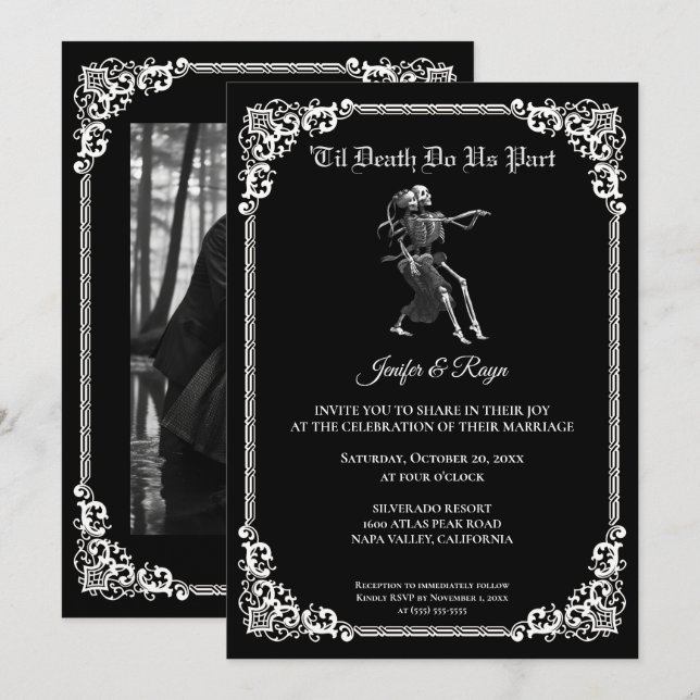 Invitation de mariage Halloween gothique sombre (Devant / Derrière)