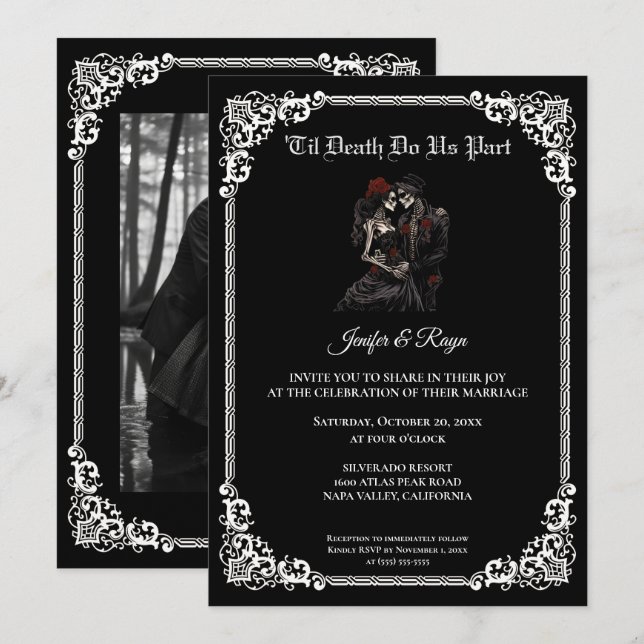 Invitation de mariage Halloween gothique sombre (Devant / Derrière)