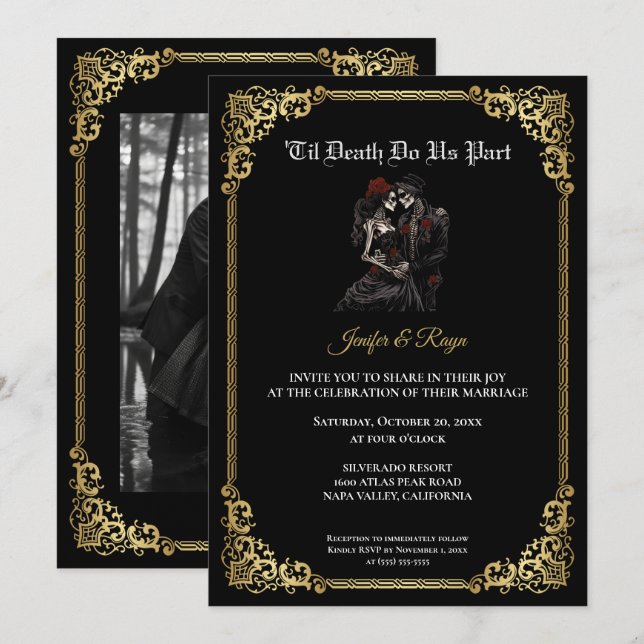 Invitation de mariage Halloween gothique sombre (Devant / Derrière)