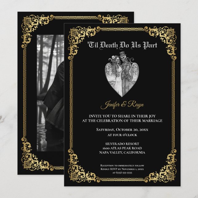 Invitation de mariage Halloween gothique sombre (Devant / Derrière)