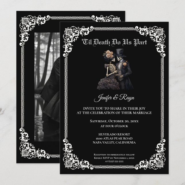 Invitation de mariage Halloween gothique sombre (Devant / Derrière)