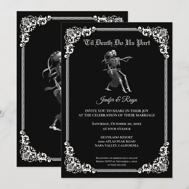 Invitation de mariage Halloween gothique sombre (Devant / Derrière)
