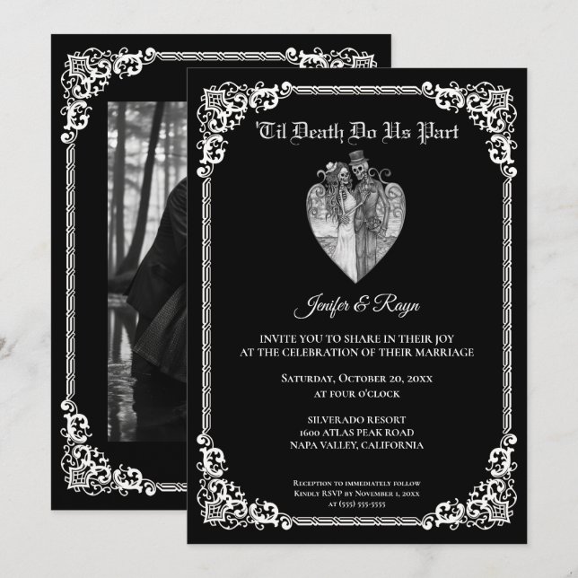 Invitation de mariage Halloween gothique sombre (Devant / Derrière)