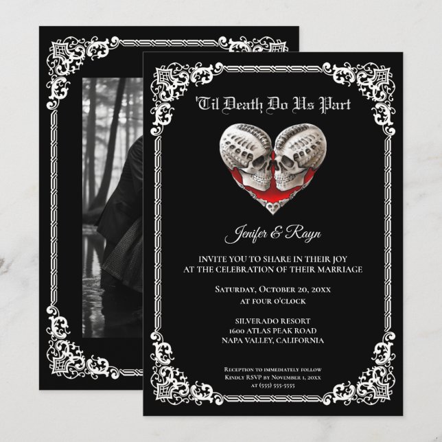 Invitation de mariage Halloween gothique sombre (Devant / Derrière)