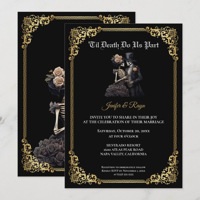Invitation de mariage Halloween gothique sombre (Devant / Derrière)