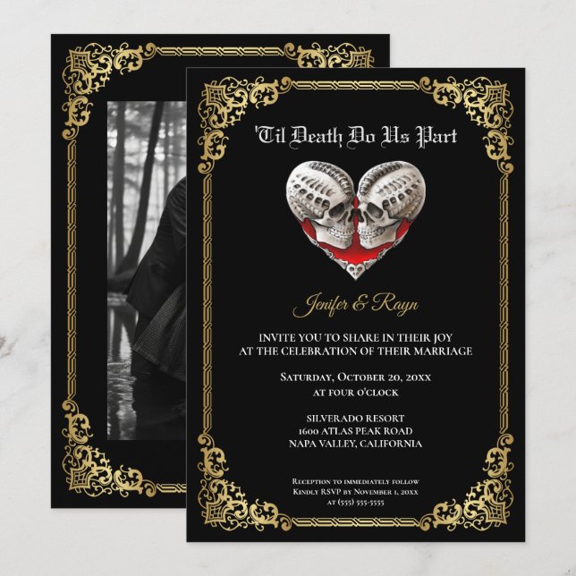 Invitation de mariage Halloween gothique sombre (Devant / Derrière)