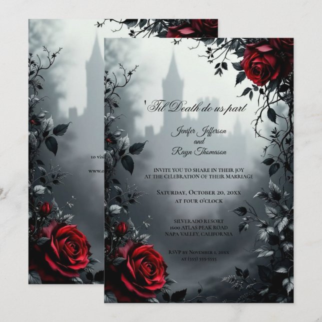 Invitation de mariage Halloween gothique vintage (Devant / Derrière)