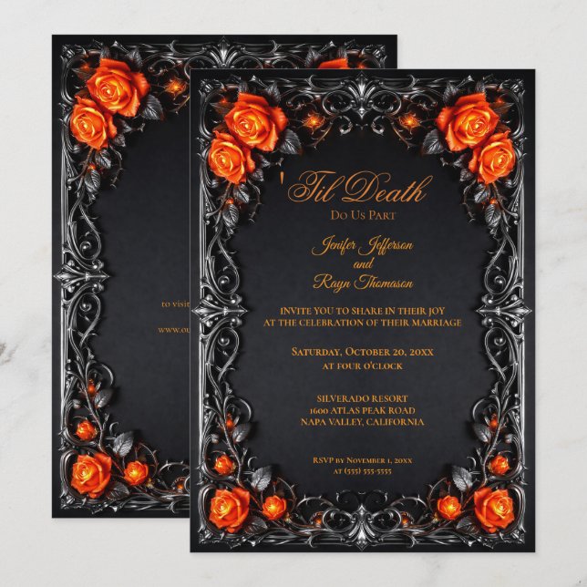 Invitation de mariage Halloween gothique vintage (Devant / Derrière)