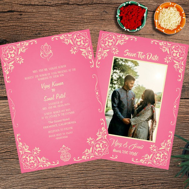 Invitation de mariage hindou indien avec image per (Créateur téléchargé)