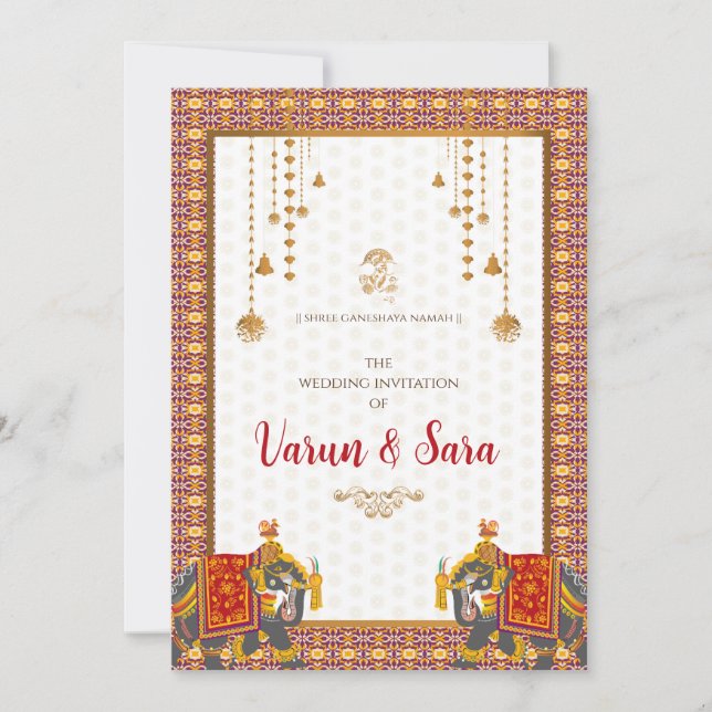Invitation de mariage hindou & invitations indienn (Devant)