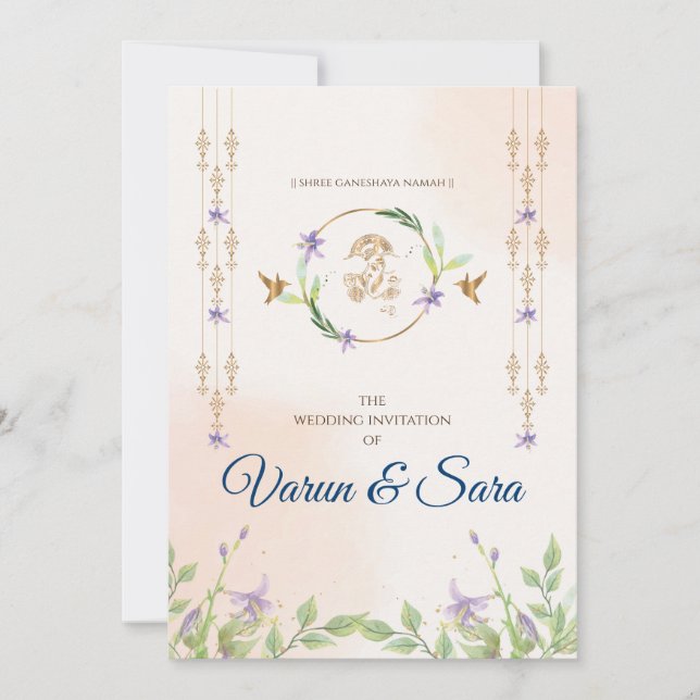 Invitation de mariage hindou & invitations indienn (Devant)