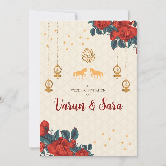 Invitation de mariage hindou & invitations indienn (Devant)