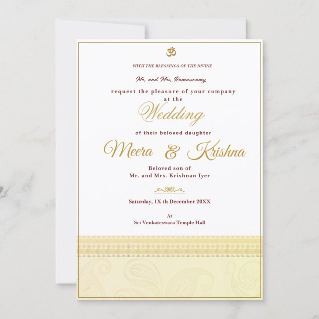 Invitation de mariage indien (Devant)